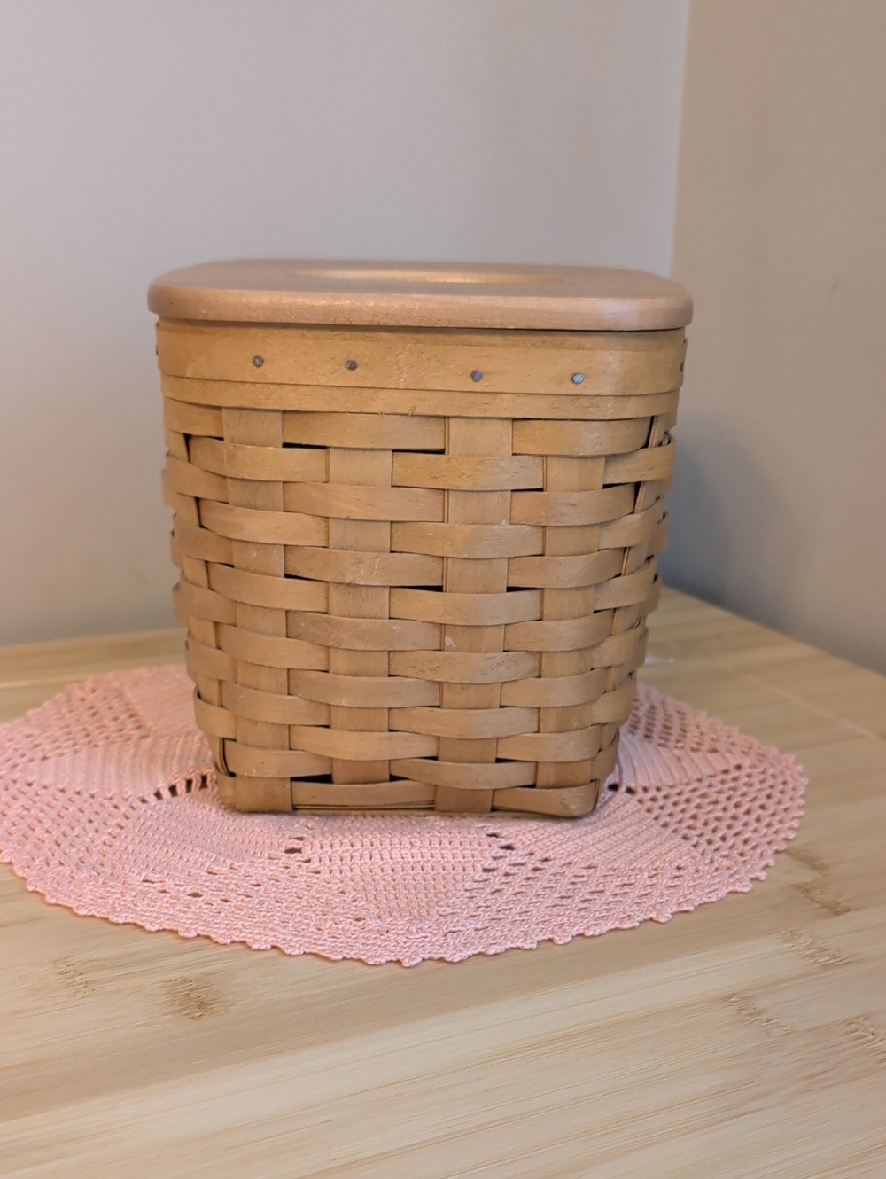 Longaberger Warm Brown Classic Cube Tissue Box Basket